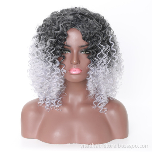 New arrival  Afro Curly Wigs for black women with factory price ,High-Temperature Artificial Synthetic Hair  vendor,